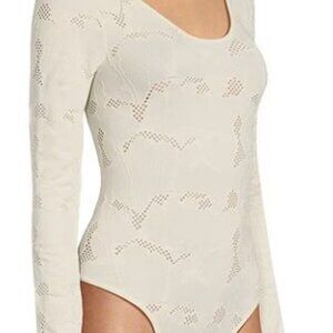 C&V Chelsea & Violet Ivory Knit Long Sleeve‎ Texture Bodysuit SZ M/L - NWT